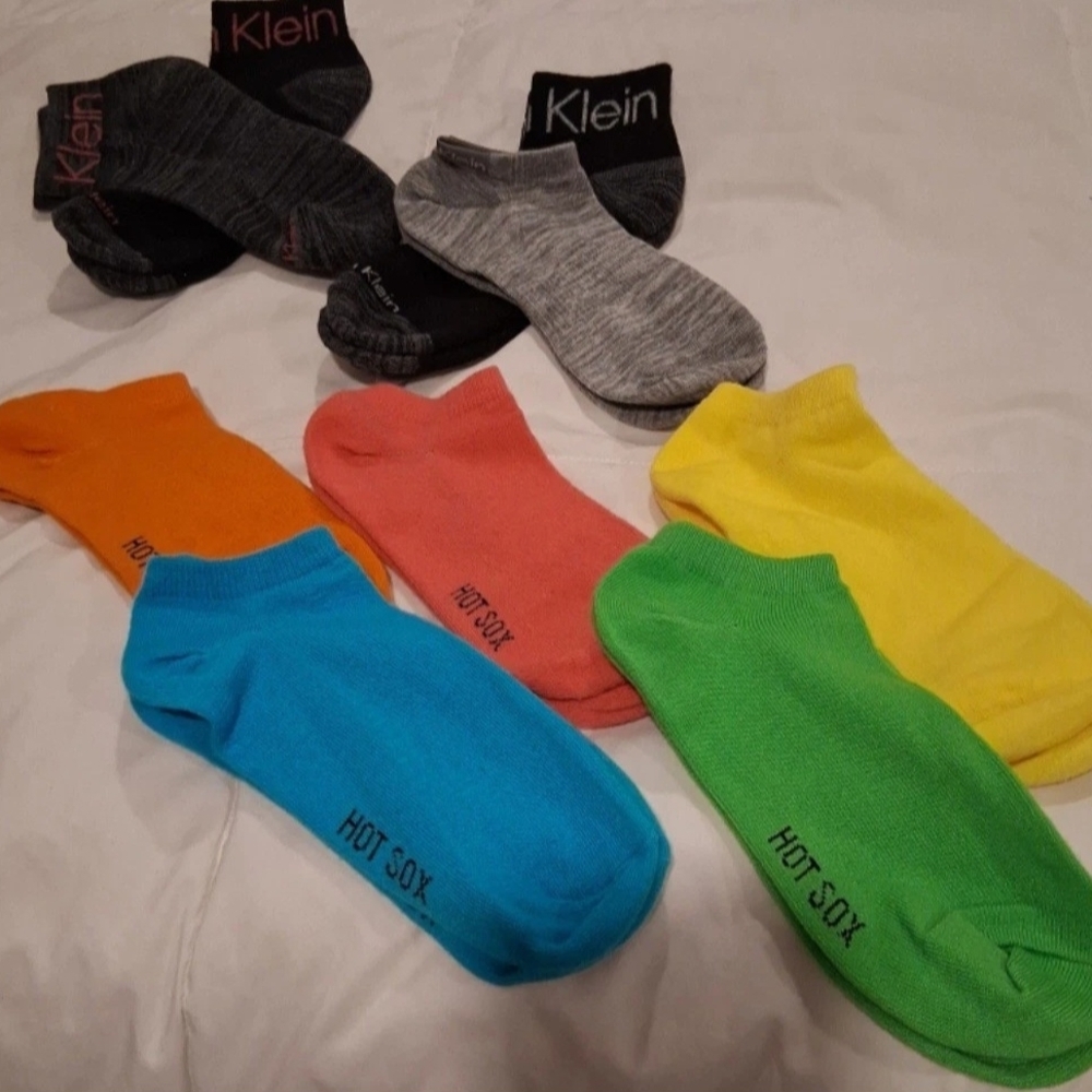 Hot Sox Women's Colorful Casual Socks - Blue, Green, Yellow, Orange, Pink